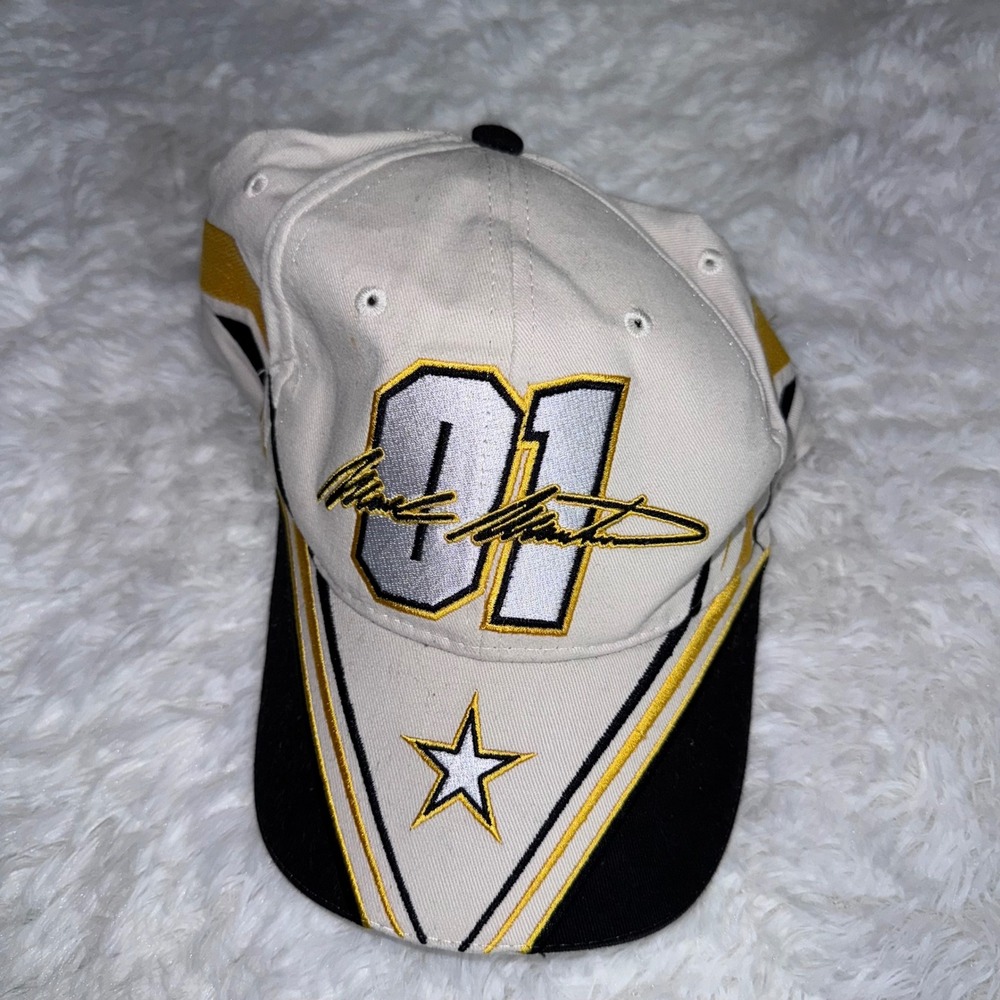 SMI NASCAR Mark Martin Hat Mens OSFA White Black Excellent US Army 1 Racing Cap